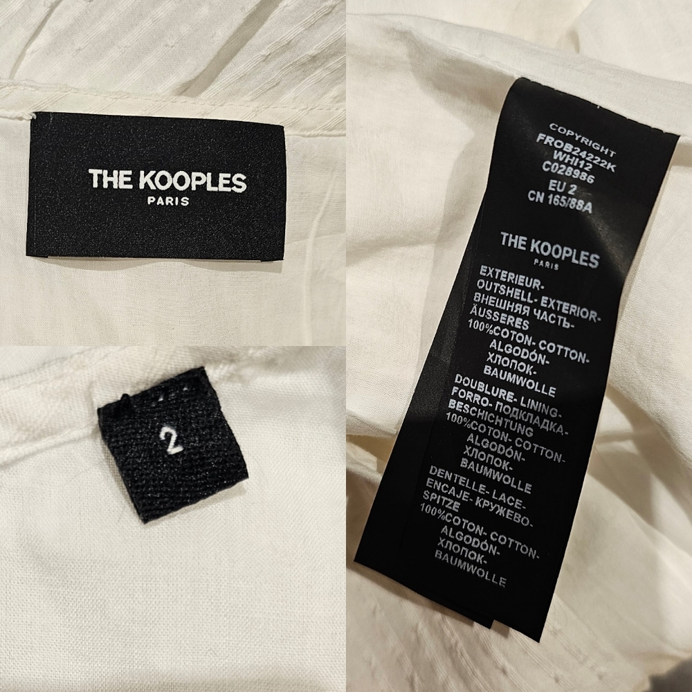 The Kooples Embroidered Lace Tie Waist Dobby Square-Neck Flounce Shirtdress Sz M - Picture 16 of 16